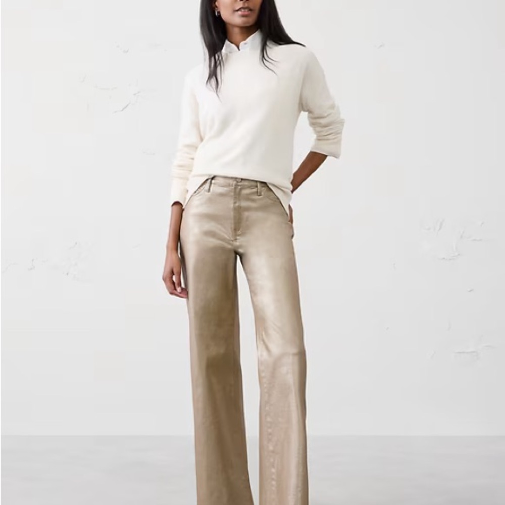 Banana Republic Metallic Gold Straight Leg Pants